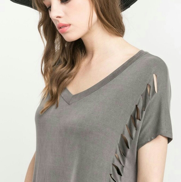 Grey Ripped Tee - Picture 2 of 3